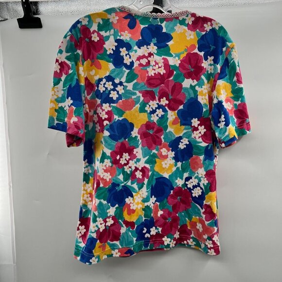 Units Limited Edition Women's Floral Crochet Short Sleeve Top Size 1 - Picture 7 of 9